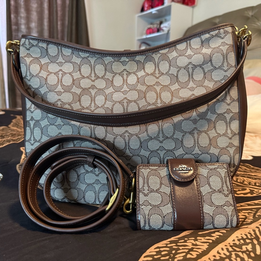Coach Jacquard Shoulder Bag & Wallet